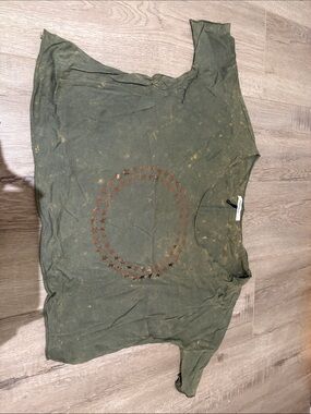 Olive Green Women's Crop Top with Star Accent